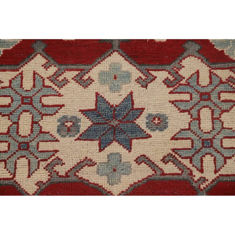 Geometric Red Kazak Oriental Area Rug Wool Carpet - 8'0" x 9'9"
