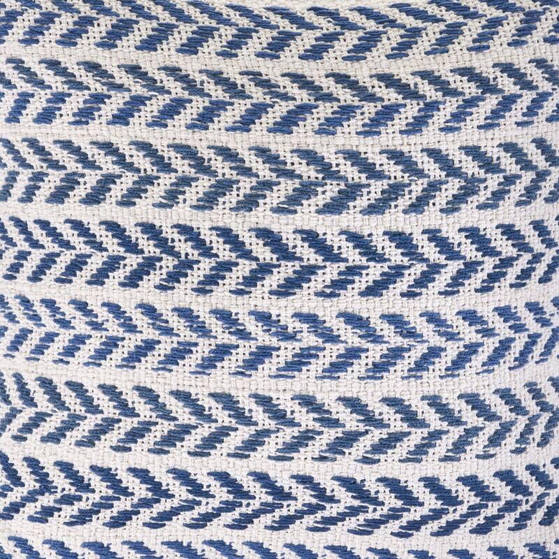 Handwoven Coastal Chevron Throw Pillows - 18" - White and Blue - Set of 2