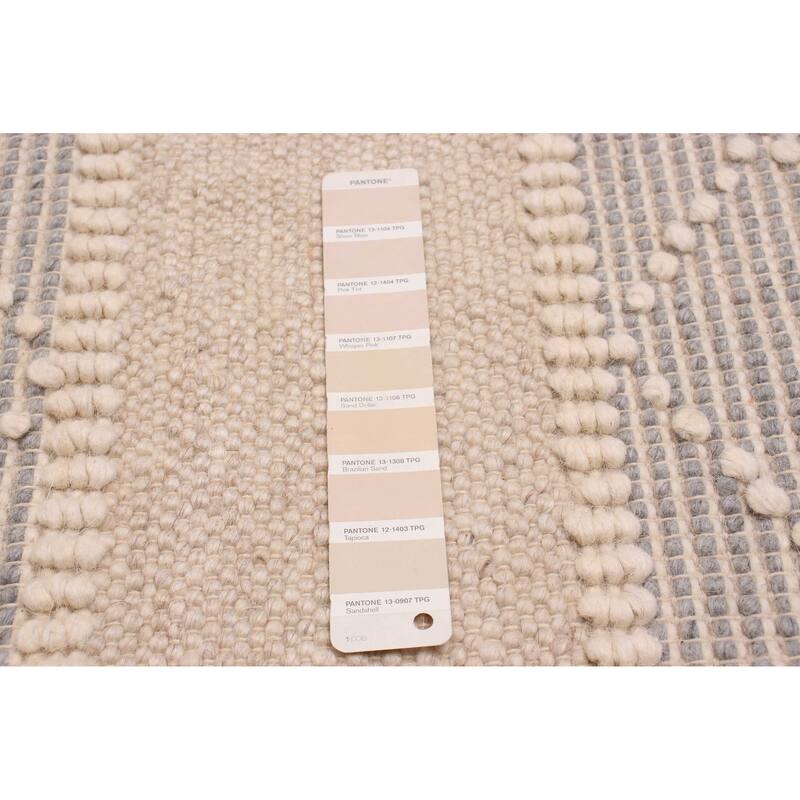 ECARPETGALLERY Braid weave Sienna Beige, Grey Wool Rug - 4'1 x 5'10