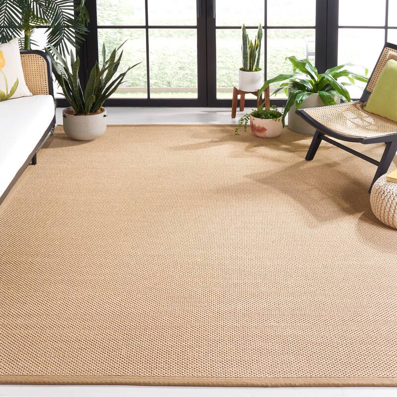 SAFAVIEH Natural Fiber Venus Casual Border Sisal Rug - 11' Square - Maize/Linen
