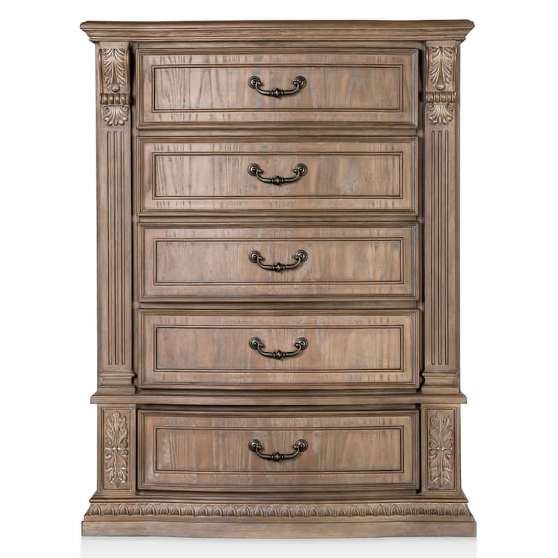 Furniture of America Cassian Weathered Oak Wood 5-Drawer Chest