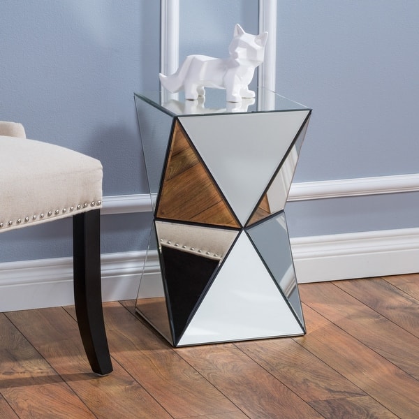 slide 2 of 13, Fairfax Mirrored End Table by Christopher Knight Home - 12.23" L x 12.23" W x 20.30" H Clear - Mirror
