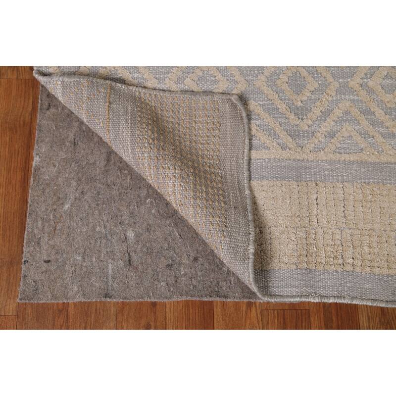 Hand Knotted Oriental 100% Wool Carpet Modern Tribal Greys & Charcoal Moroccan Area Rug - 9' 9'' X 8' 1''