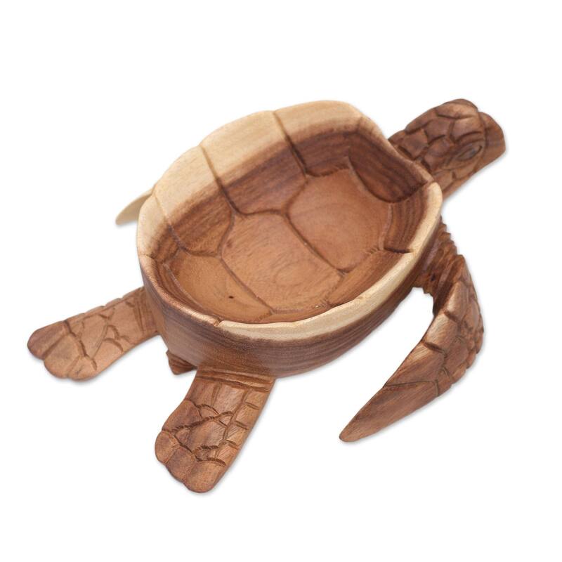 Handmade Kura Kura Keeper Wood catchall (Indonesia)