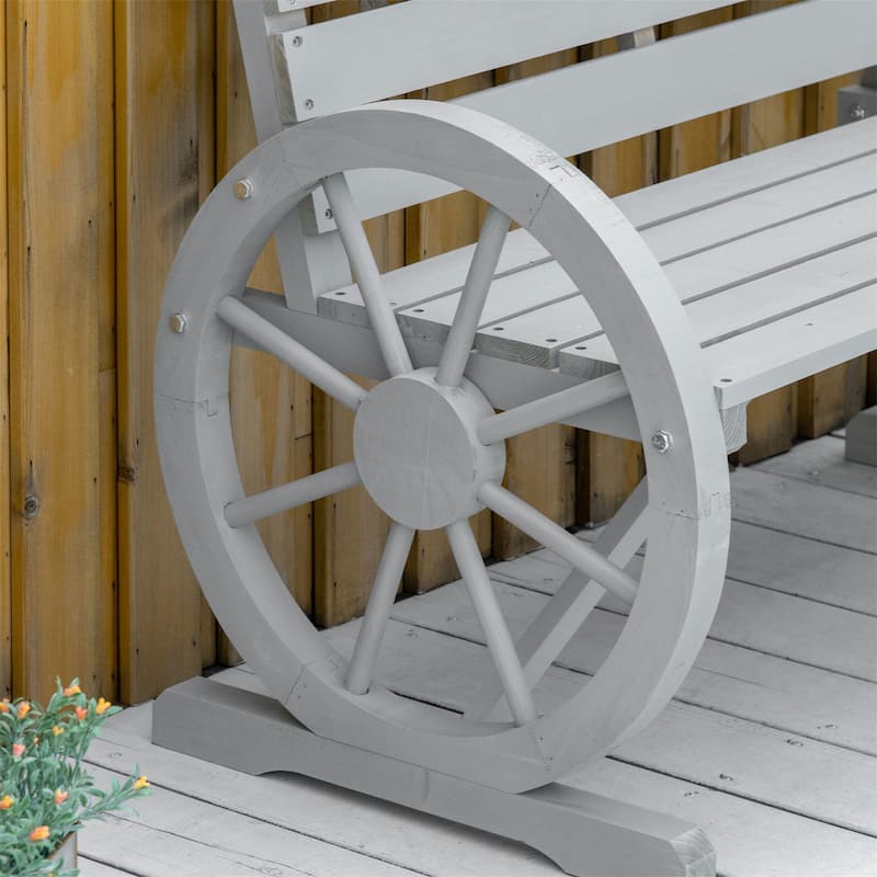 Outsunny 41" Wooden Wagon Wheel Bench