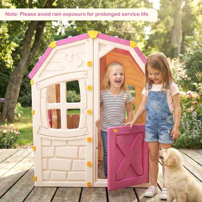 Costway Outdoor Kids Playhouse with Openable Door Windows for Home - See Details