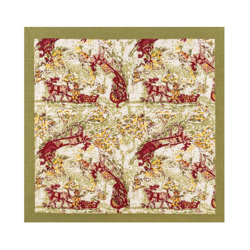 Couleur Nature Renne Napkins - Set of 6 Red/Green - 19" x 19" - 19x19
