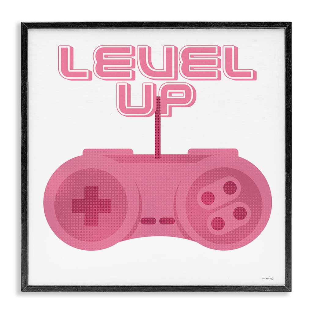 Stupell Girl Gamer Pink Level Up Framed Giclee Art Design By Yass Naffas Designs