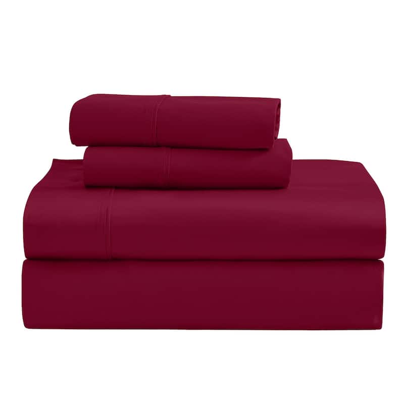 Blue Nile Mills 1200 Thread Count Egyptian Cotton Deep Pocket Sheet Set - Burgundy - Full