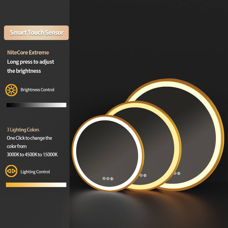 Gold Aluminium Alloy Frame Illuminated LED Bathroom Mirror