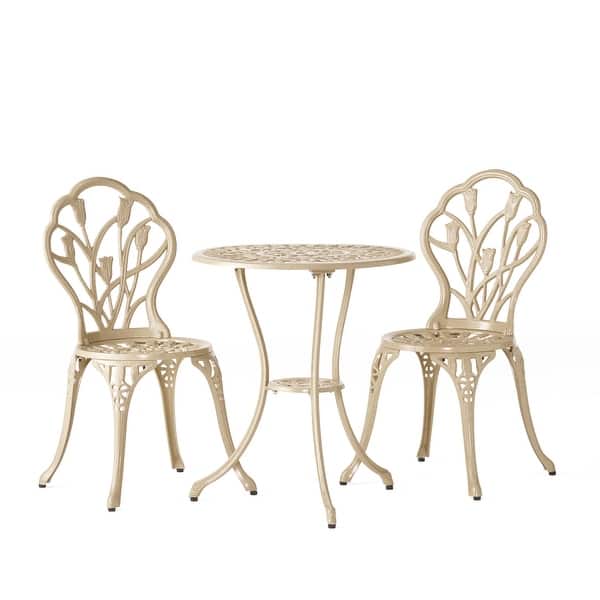 slide 1 of 4, Nassau Sand Bistro Set by Christopher Knight Home Off White