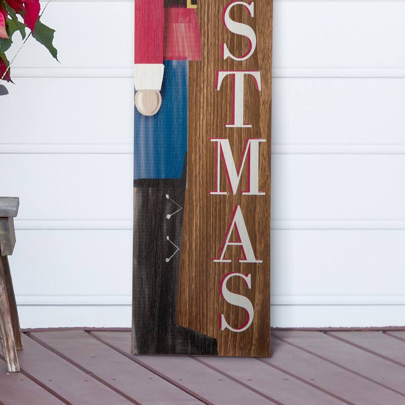 Glitzhome Wooden Christmas Nutcracker "PEACE" Porch Sign