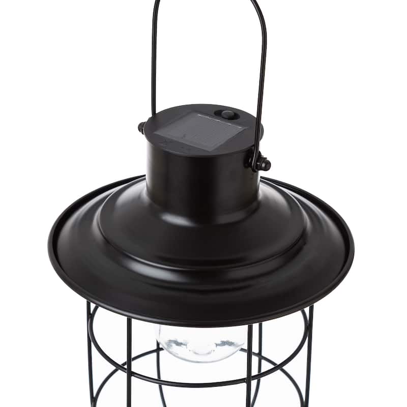 Glitzhome 9.75"H Metal Wire Solar Powered Outdoor Hanging Lantern