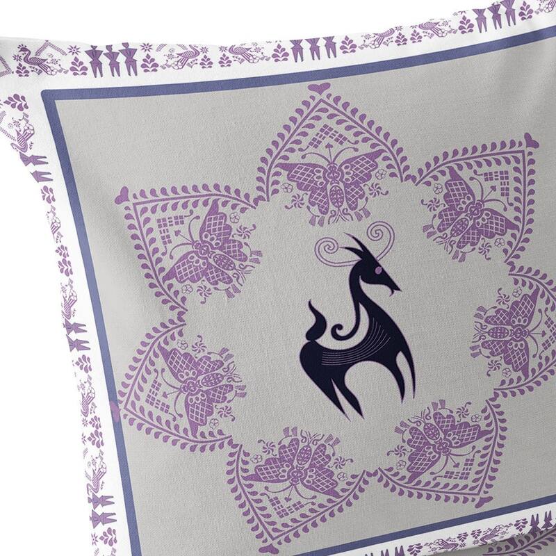 HomeRoots Set of Two 16" X 16" Black and Gray Horse Blown Seam Eclectic Indoor Outdoor Throw Pillow - 16.00' X '16.00' X '5.00