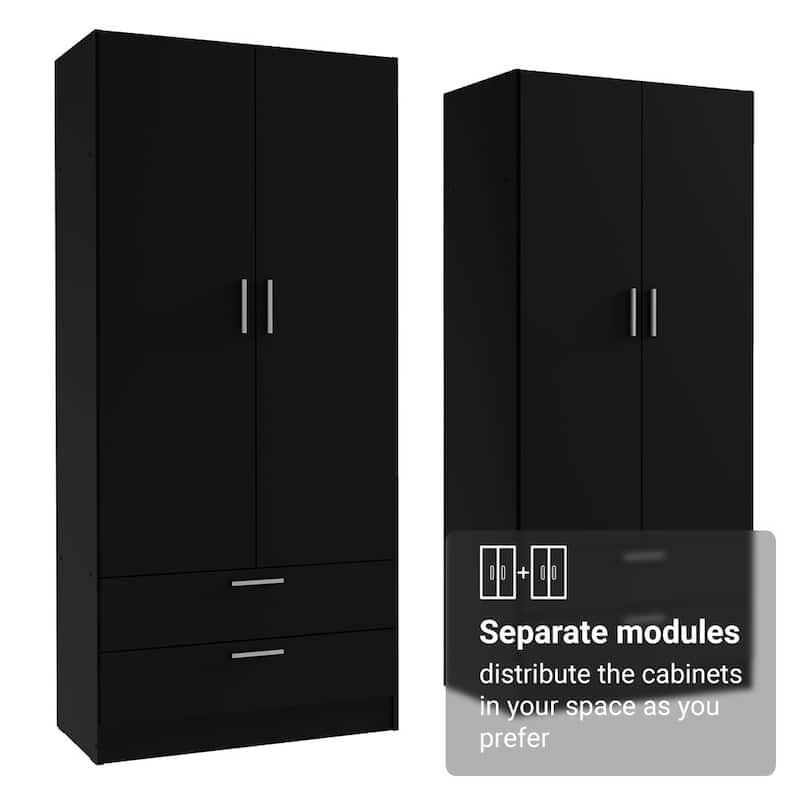 Madesa 4 Doors 4 Drawers Wardrobe With Hanging Space 63"L