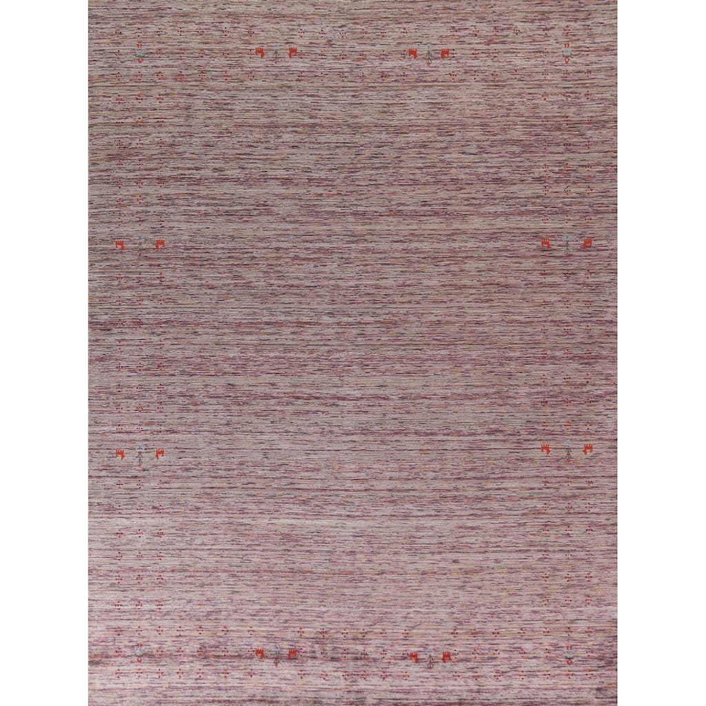 Striped Gabbeh Indian Area Rug Handmade Wool Carpet - 7'11"x 9'11"