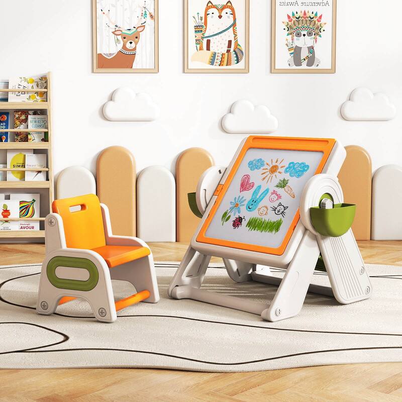 Costway 6-in-1 Multi-activity Children Table & Chair Set with Pen - See Details