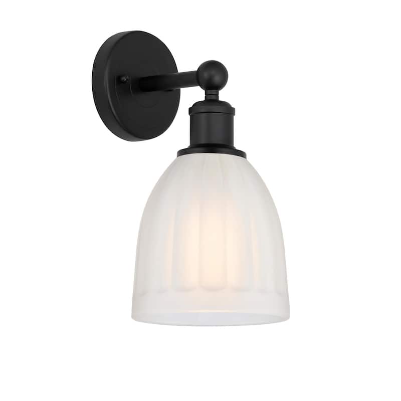 Innovations Lighting 616-1W-12-6 Brookfield Sconce Brookfield 12" Tall - Matte Black / White