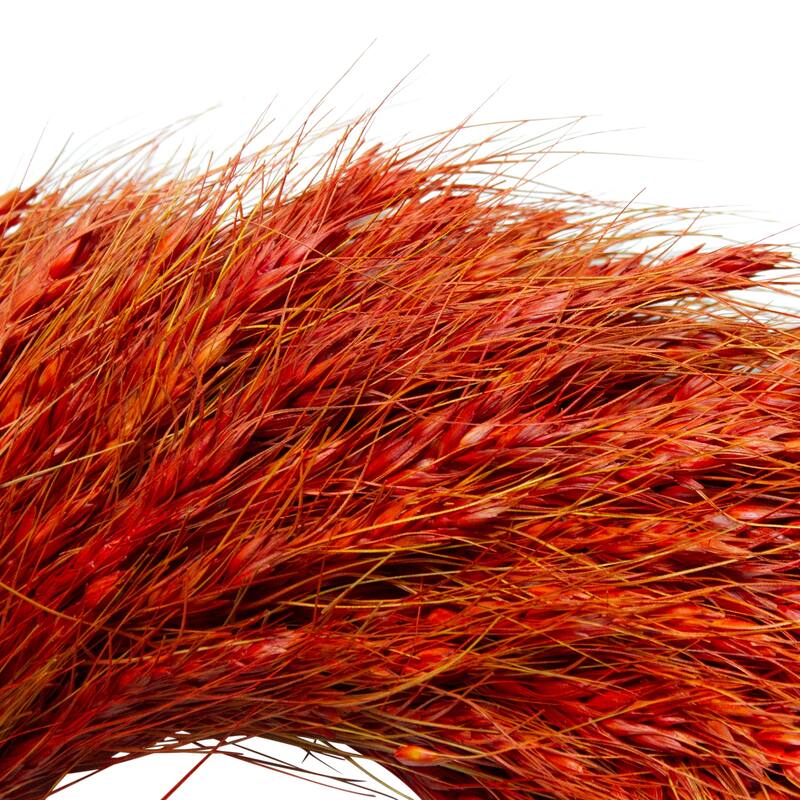 Red and Orange Ears of Wheat Fall Harvest Wreath - 12-Inch Unlit - 12"