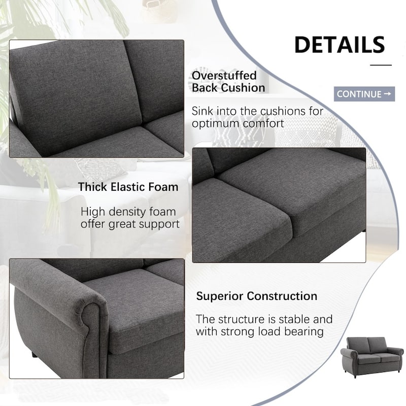 57.9" Pull Out Sofa Bed Loveseat Sleeper with Twin Size Memory Mattress and Two USB Ports
