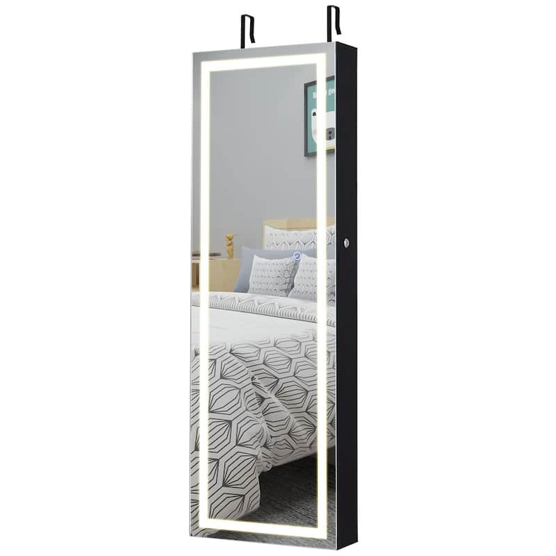 Costway Door Wall Mount Touch Screen LED Light Mirrored Jewelry - See Details