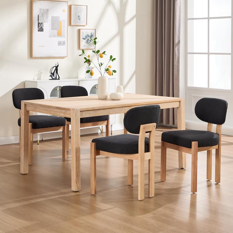 Wooden Dining Chairs Set of 2, Modern Fabric Upholstered Dining Room Chair Kitchen Chairs, Farmhouse Dinner Chair for Kitchen