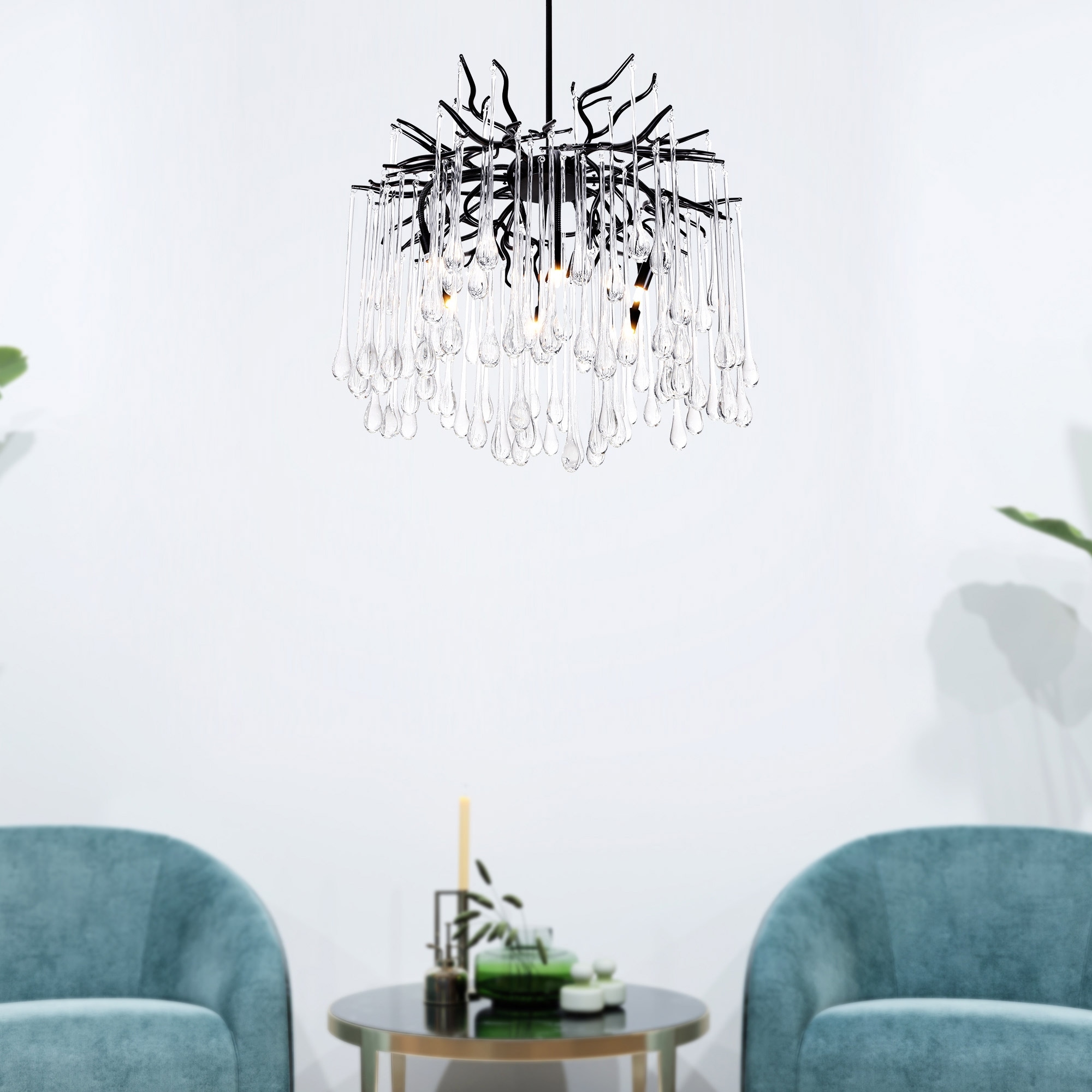 CWI Lighting Anita 6 Light Black Chandelier