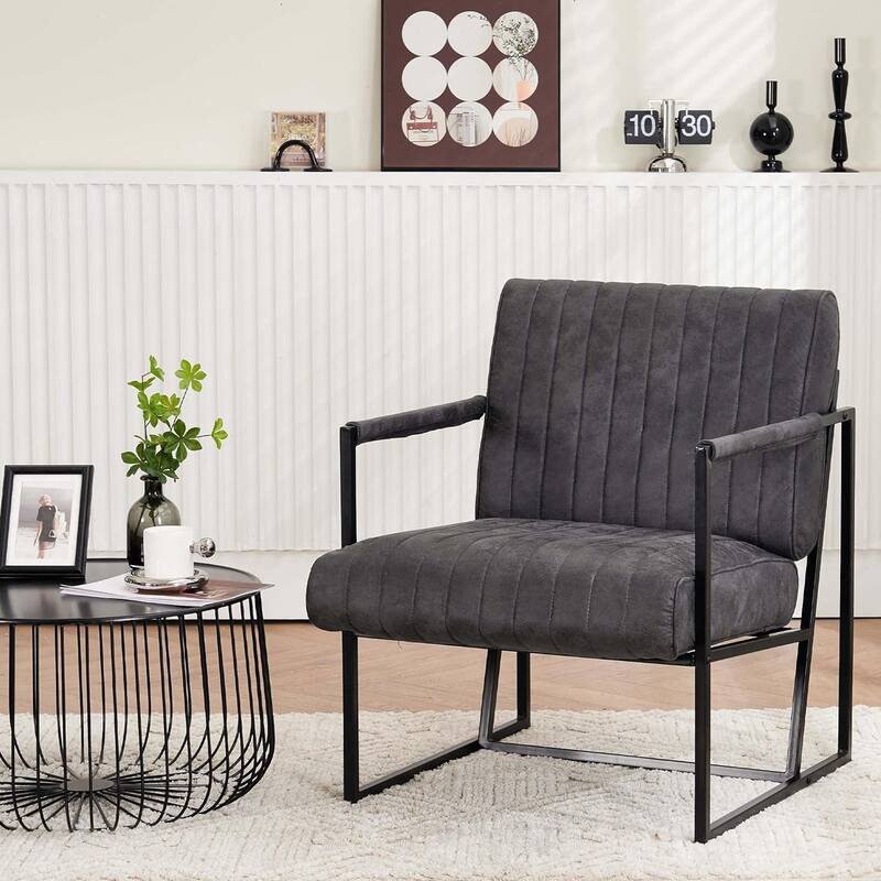 Upholstered Accent Chair with Wide Large Backrest and Thick Cushion, Reading Chair for Living Room
