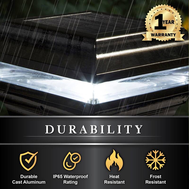 Classy Caps 4x4 Black Aluminum Imperial Solar Post Cap (Set of 2)