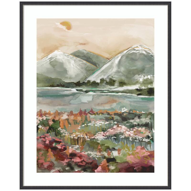 Kate and Laurel Framed Art Neutral Landscape 03 by Annie Quigley - 33x41 - Black