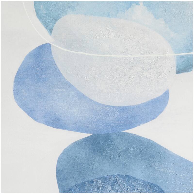 Canvas Abstract Overlapping Circle Framed Wall Art with White Frame - Blue - Roche River Decor