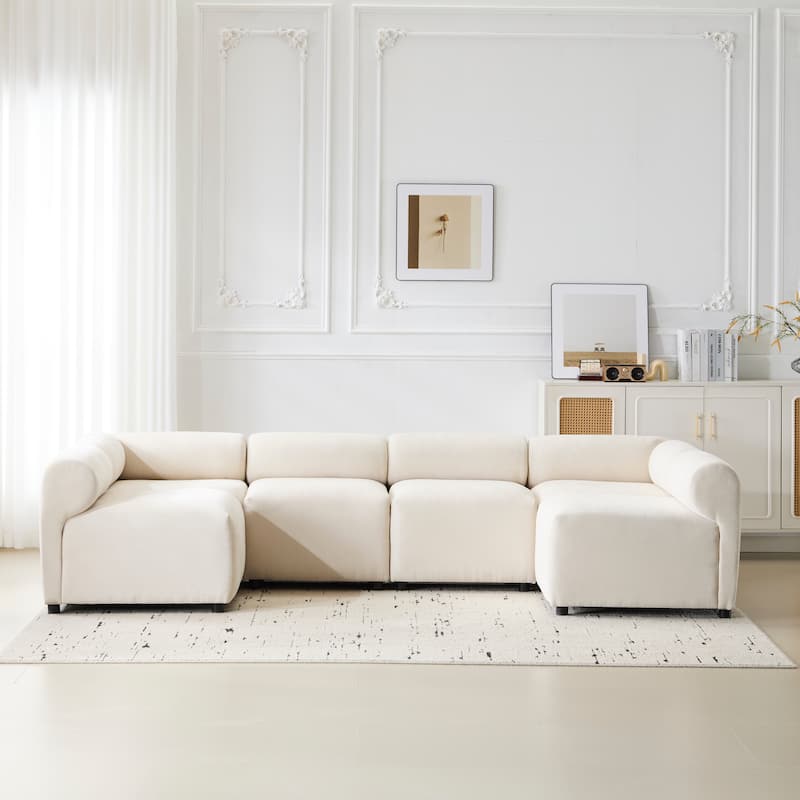 Christopher Knight Home- Tony Fabric Modular Sectional Sofa Couch - Beige - 6 Piece
