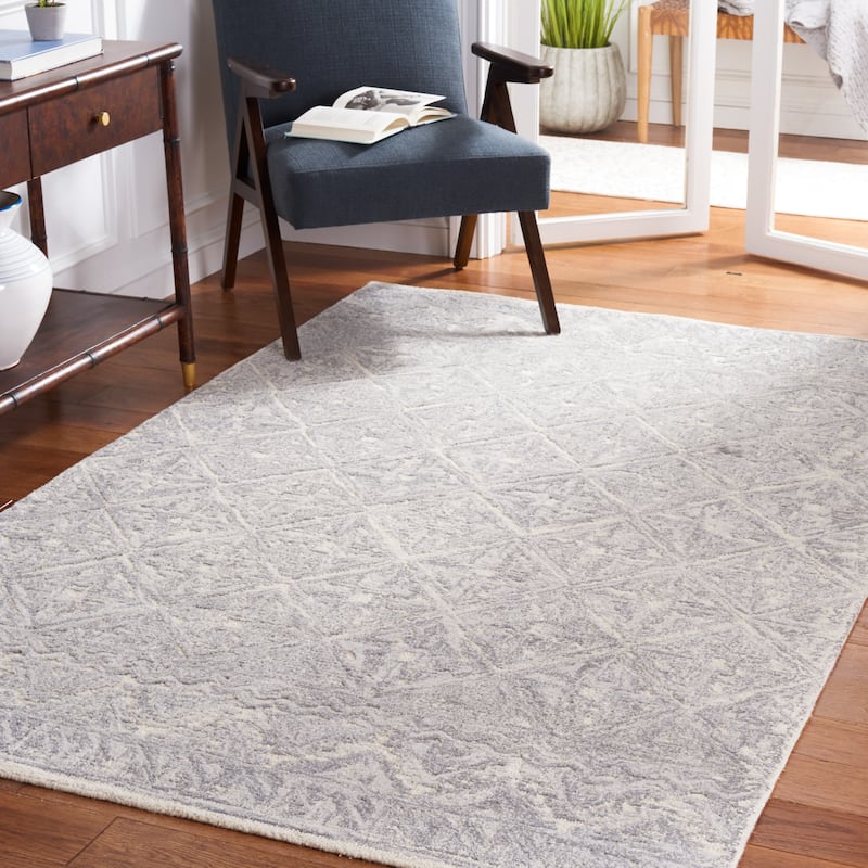 SAFAVIEH Handmade Metro Nedime Modern Wool Rug - 4' x 6' - Grey/Ivory