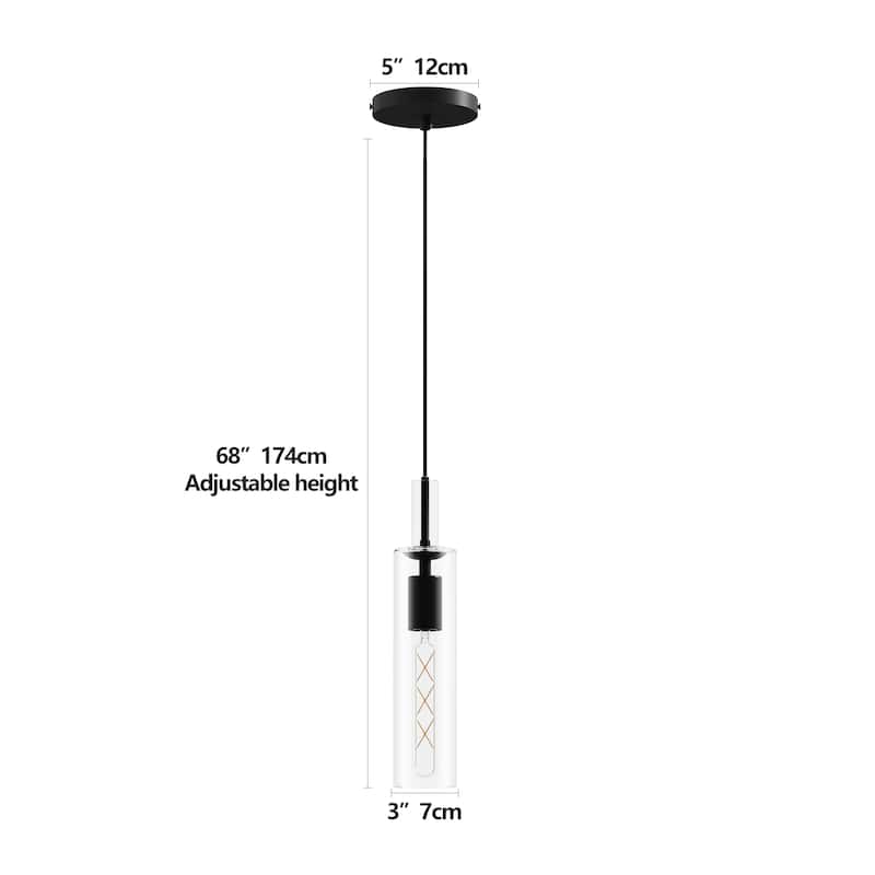 3-Pack Black Glass Pendant Lights - Adjustable, Industrial - Kitchen Dining(No Bulbs)