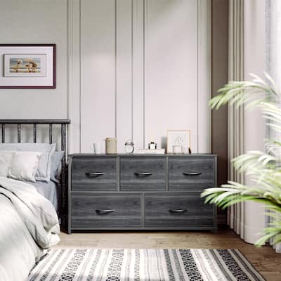 5-drawers Storage Horizontal Bedroom Dresser, Child Dresser with Wood Tabletop