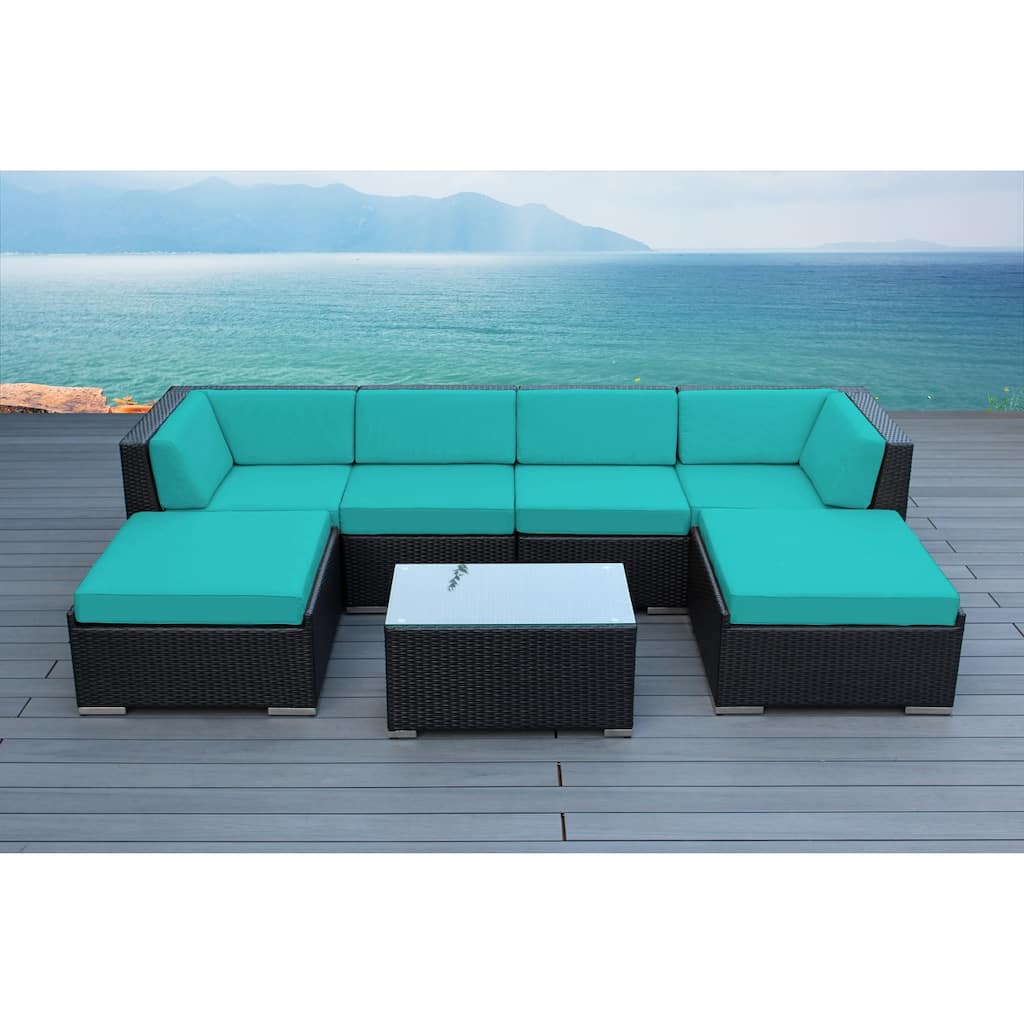 Ohana Black Wicker Outdoor 7-piece Conversation Set - No Assembly