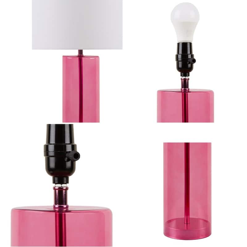 Pink Glass Table Lamp with LED Bulb Included Modern Bedroom Decor