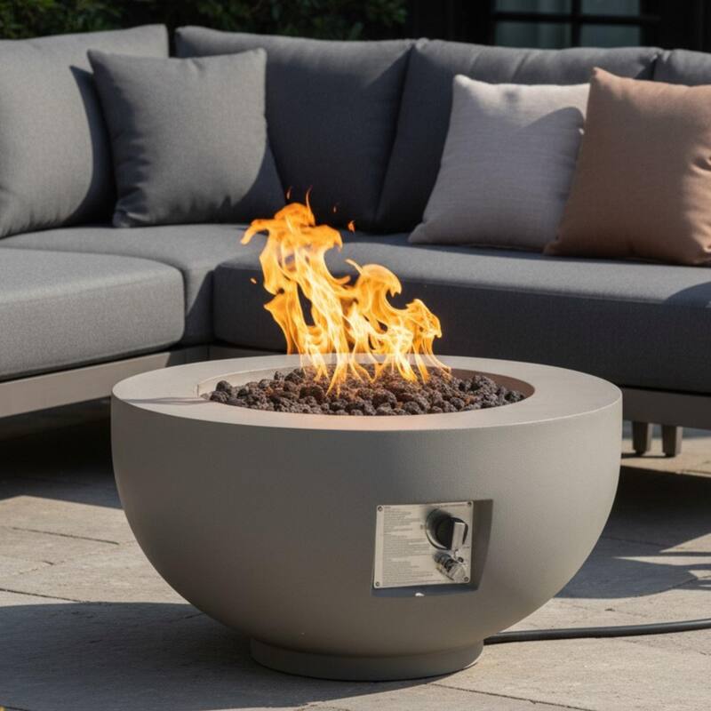 GDFStudio - 28" Outdoor Round Magnesium Oxide Fire Pit Bowl