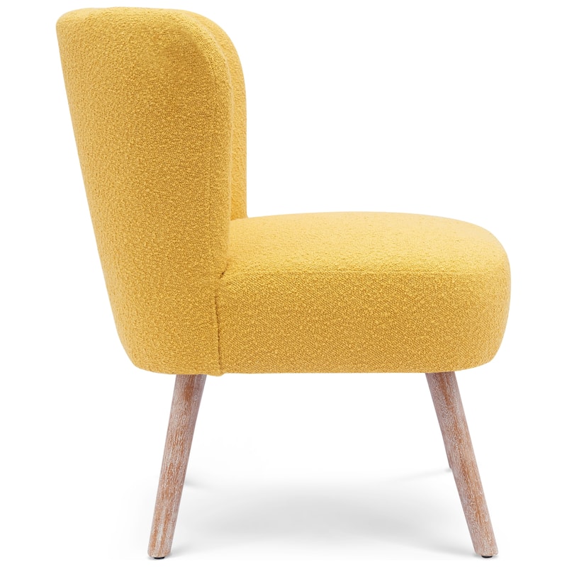Boucle Polyester Upholstered Armless Accent Chair - Stain Resistant (Set of 2)