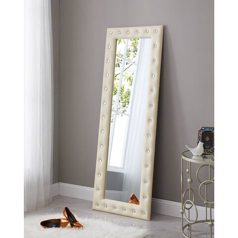 Crystal Tufted Full Length Large Floor Mirror Standing or Wall-Mounted Full Body Mirror with Crystals Tufted Frame