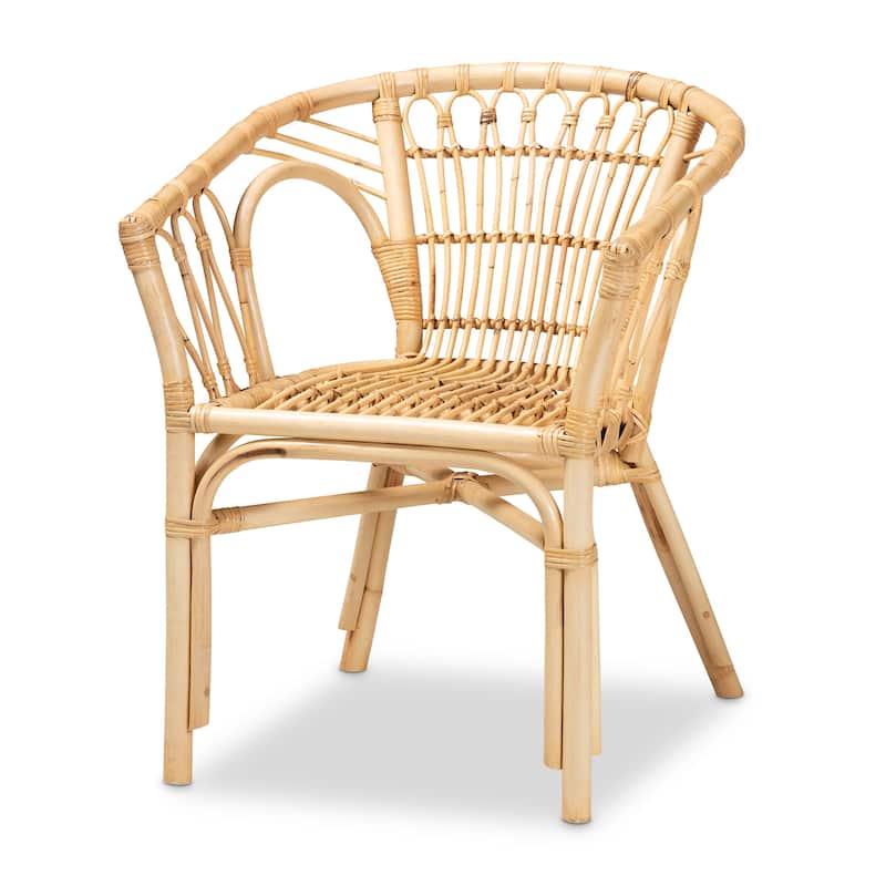 Kaka Modern Bohemian Natural Brown Rattan Dining Chair - Natural Brown