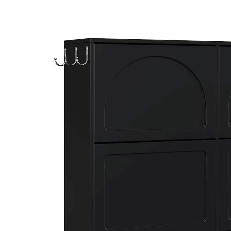 Modern Elegant Narrow Tipping Bucket Shoe Cabinet with 6 Flip Drawers