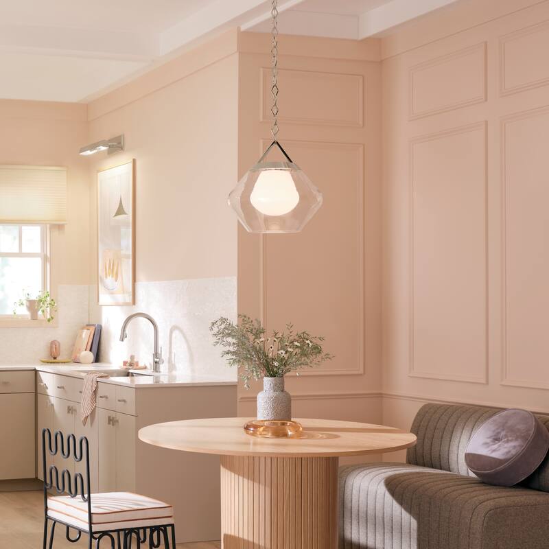 Kichler Lighting Nella 16 Inch 1 Light Pendant with Clear Outer Glass with Opal Interior Glass in Polished Nickel - 12