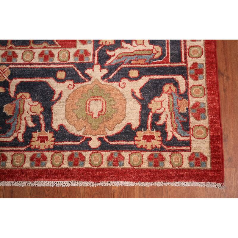 Vegetable Dye Red Ziegler Oriental Area Rug Hand-Knotted Wool Carpet - 8'0" x 9'10"