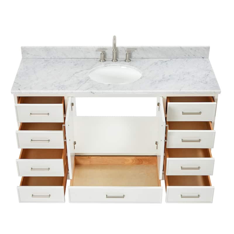 Ariel M061SCW2OVO Stafford 61" Free Standing Single Basin Vanity Set