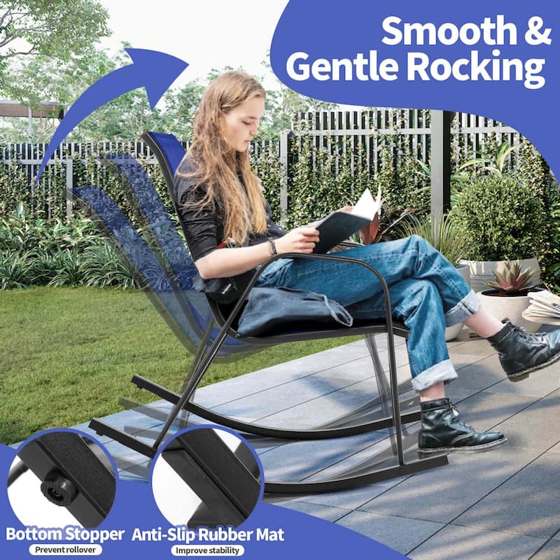 Costway 2/4 PCS Patio Rocking Chair Heavy-Duty Metal Rocker Outdoor