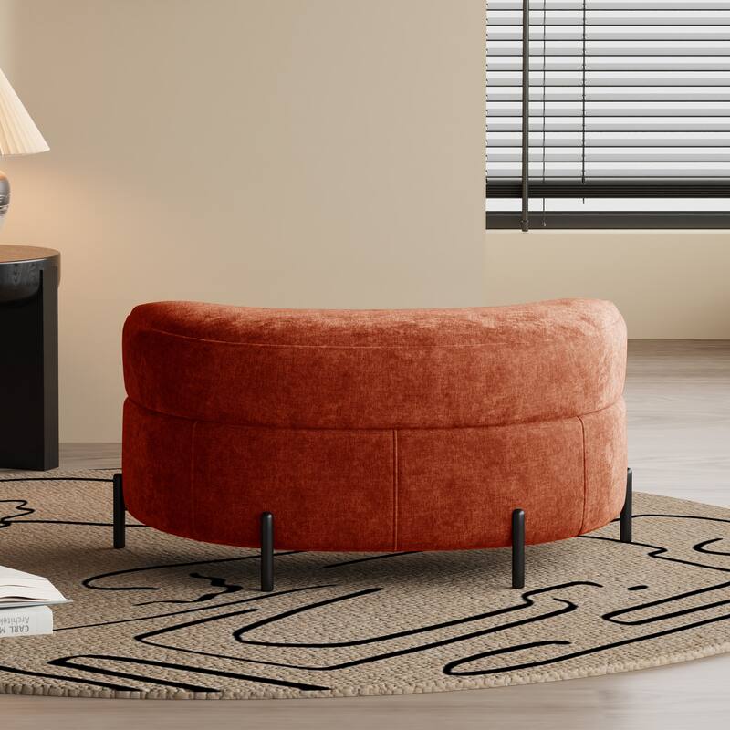 Modern Chenille 360° Swivel Accent Barrel Chair and Storage Ottoman