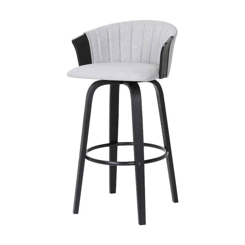 Faux Leather Swivel Counter Height Stool with Solid Wood Frame, Arms and Footrest
