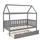 preview thumbnail 17 of 16, Twin Size House Bed with trundle, Fence-shaped Guardrail