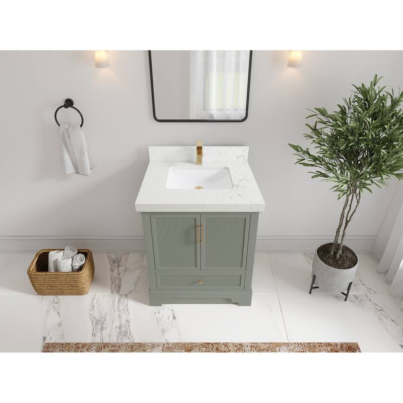 Willow Collections 30 in. W x 22 in. D Alys Single Sink Bathroom Vanity with Countertop - 2"Empira White - Evergreen